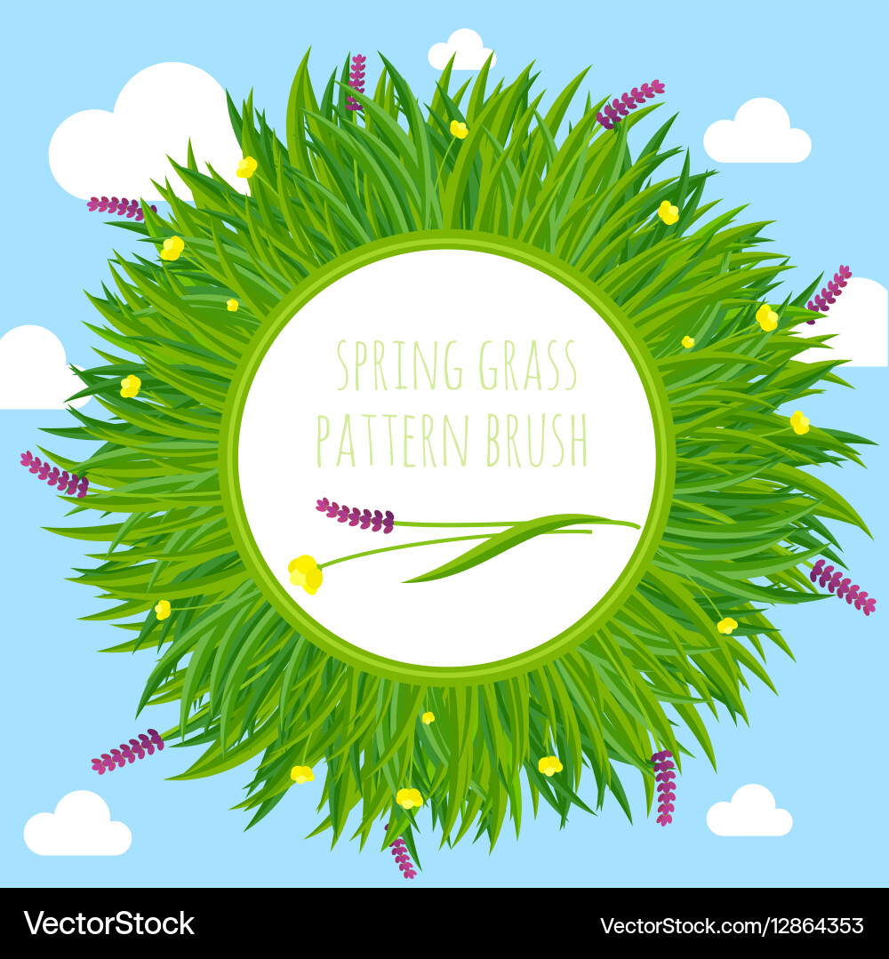 Spring grass pattern brush border frame Vector Image