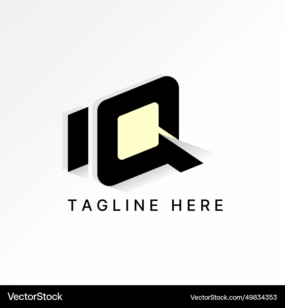 Stock unique initial letter iq font with shadow Stock unique initial letter iq font with shadow vector image