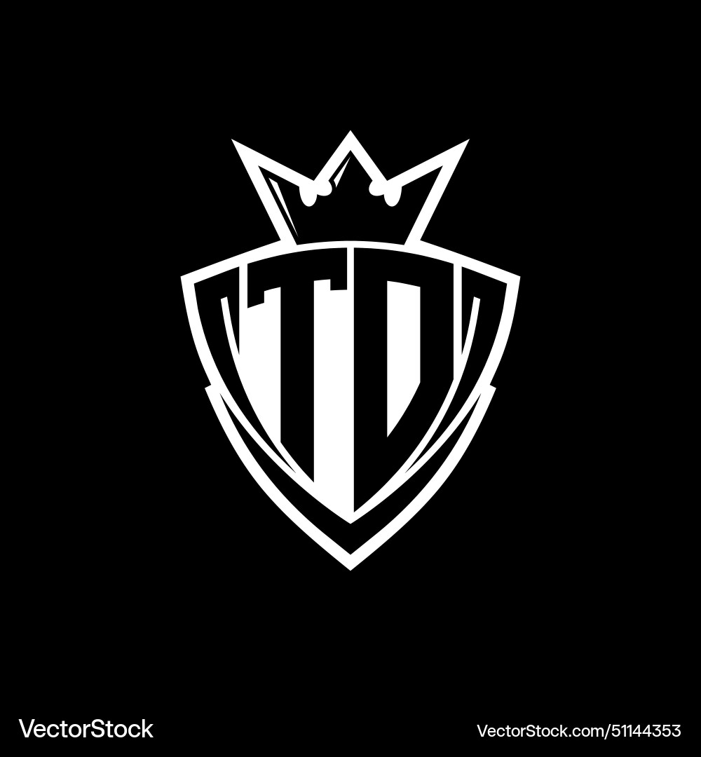 Td letter logo with sharp triangle shield shape Td letter logo with sharp triangle shield shape Vector Image