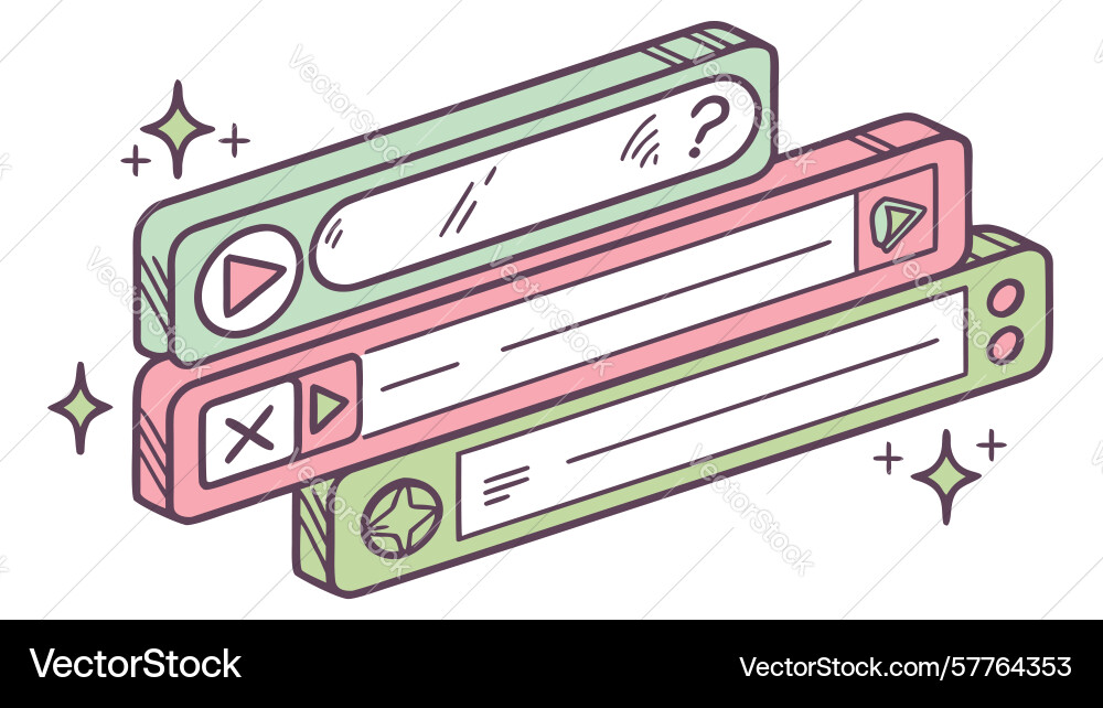 User interface player and video elements design vector image