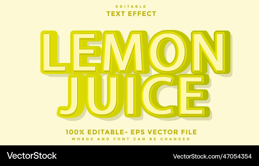 3d minimal word lemon juice editable text effect 3d minimal word lemon juice editable text effect vector image