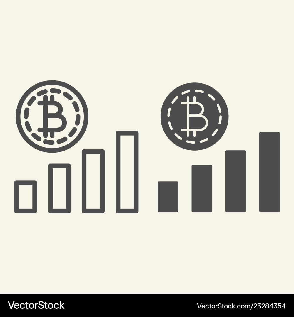 Bitcoin chart line and glyph icon crypto graph Bitcoin chart line and glyph icon crypto graph Vector Image