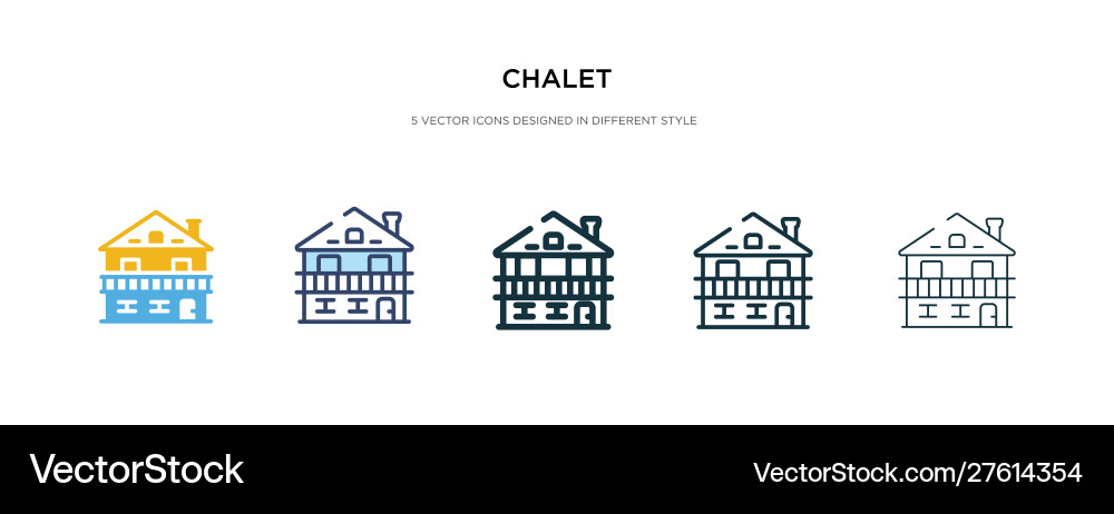 Chalet icon in different style two colored Chalet icon in different style two colored vector image