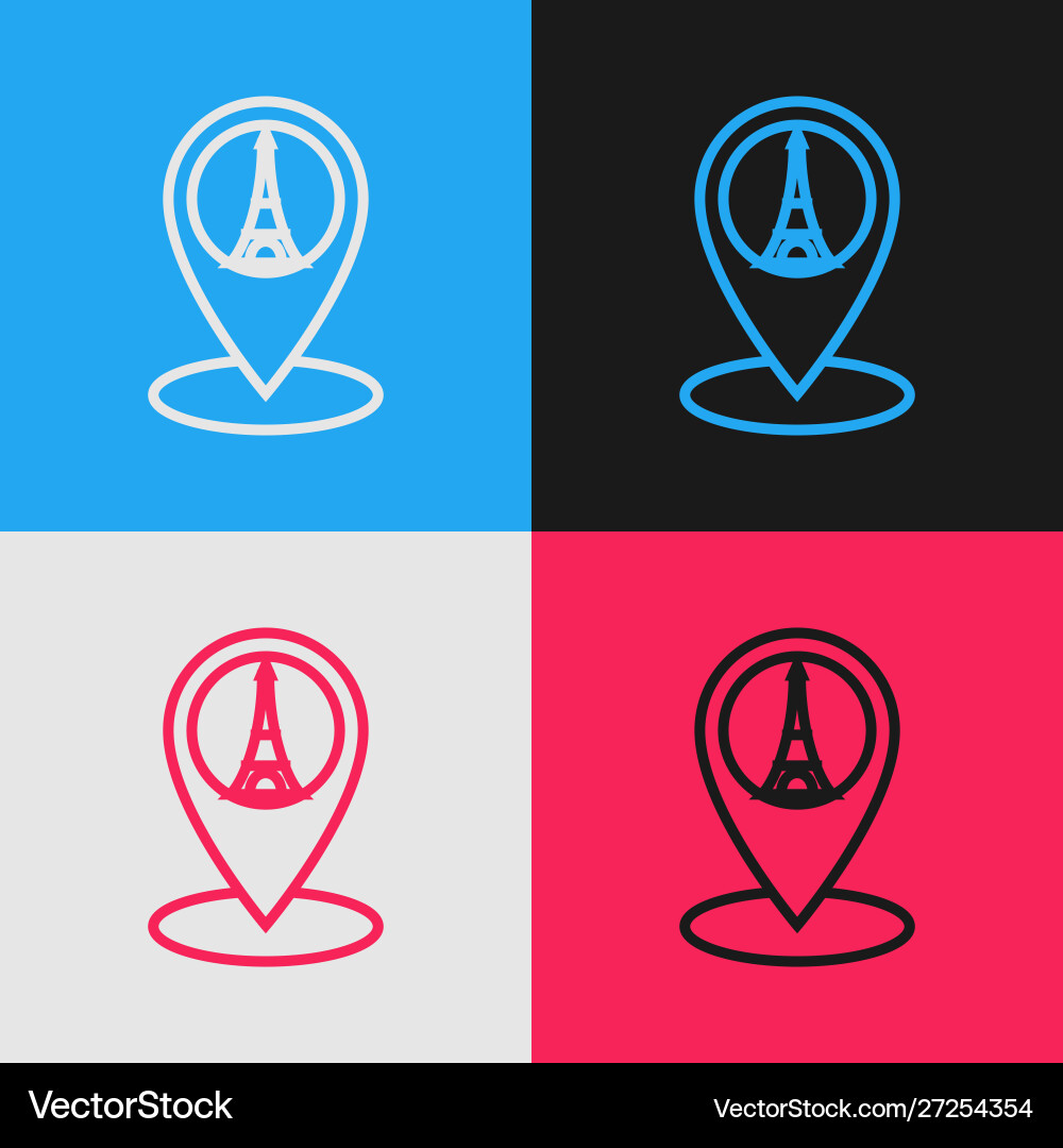Color line map pointer with eiffel tower icon Color line map pointer with eiffel tower icon vector image
