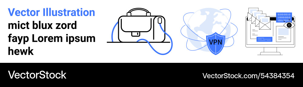 Digital security and connectivity laptop bag vpn Digital security and connectivity laptop bag vpn vector image