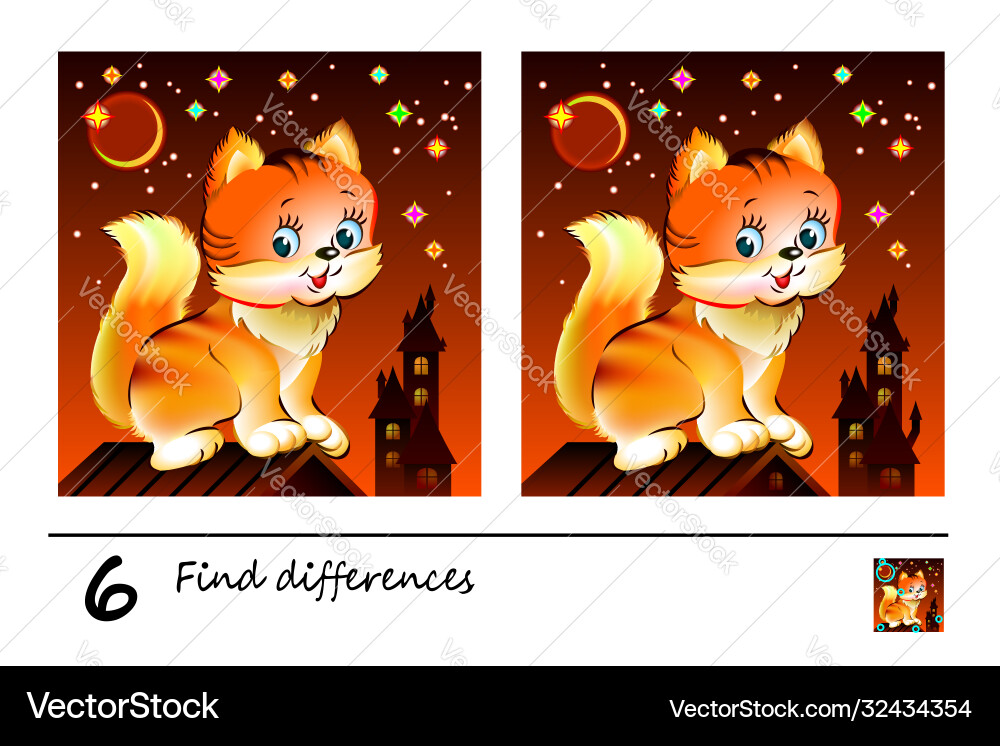Find 6 differences logic puzzle game for children Find 6 differences logic puzzle game for children vector image