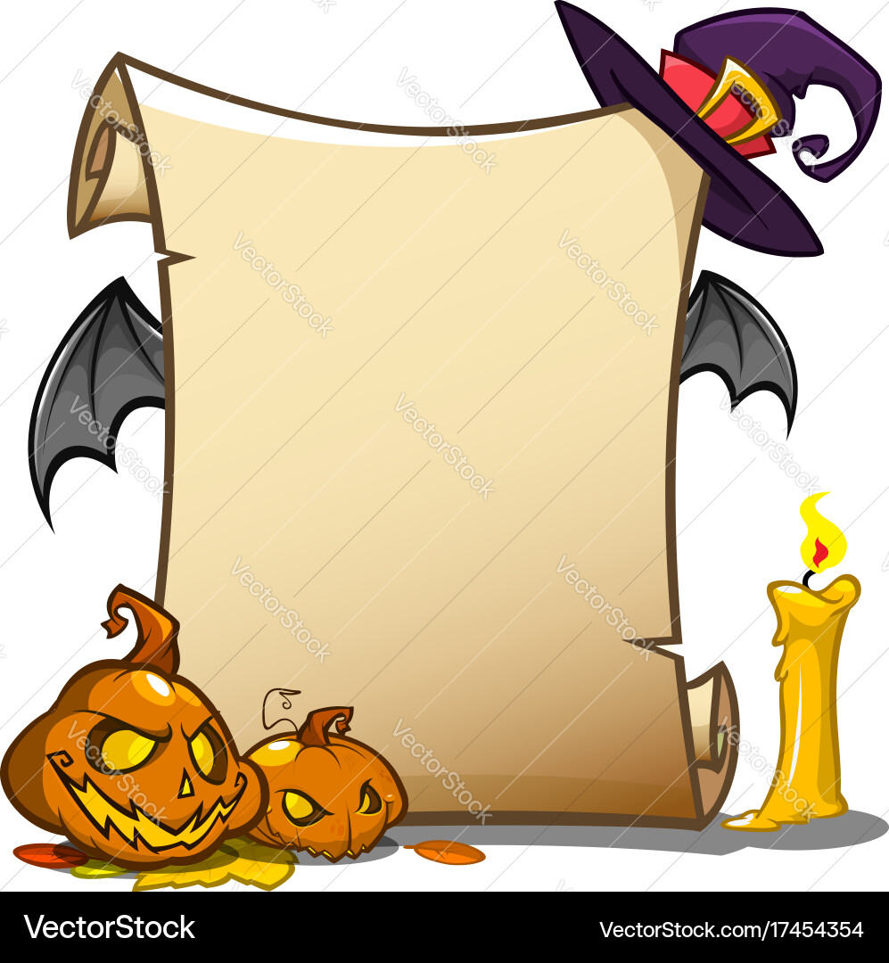 Halloween banner with empty paper scroll isolated vector image