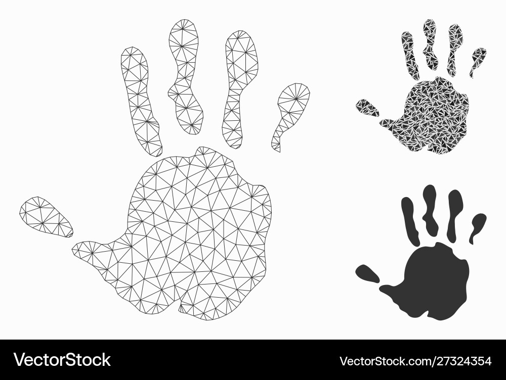Hand print mesh network model and triangle Hand print mesh network model and triangle vector image