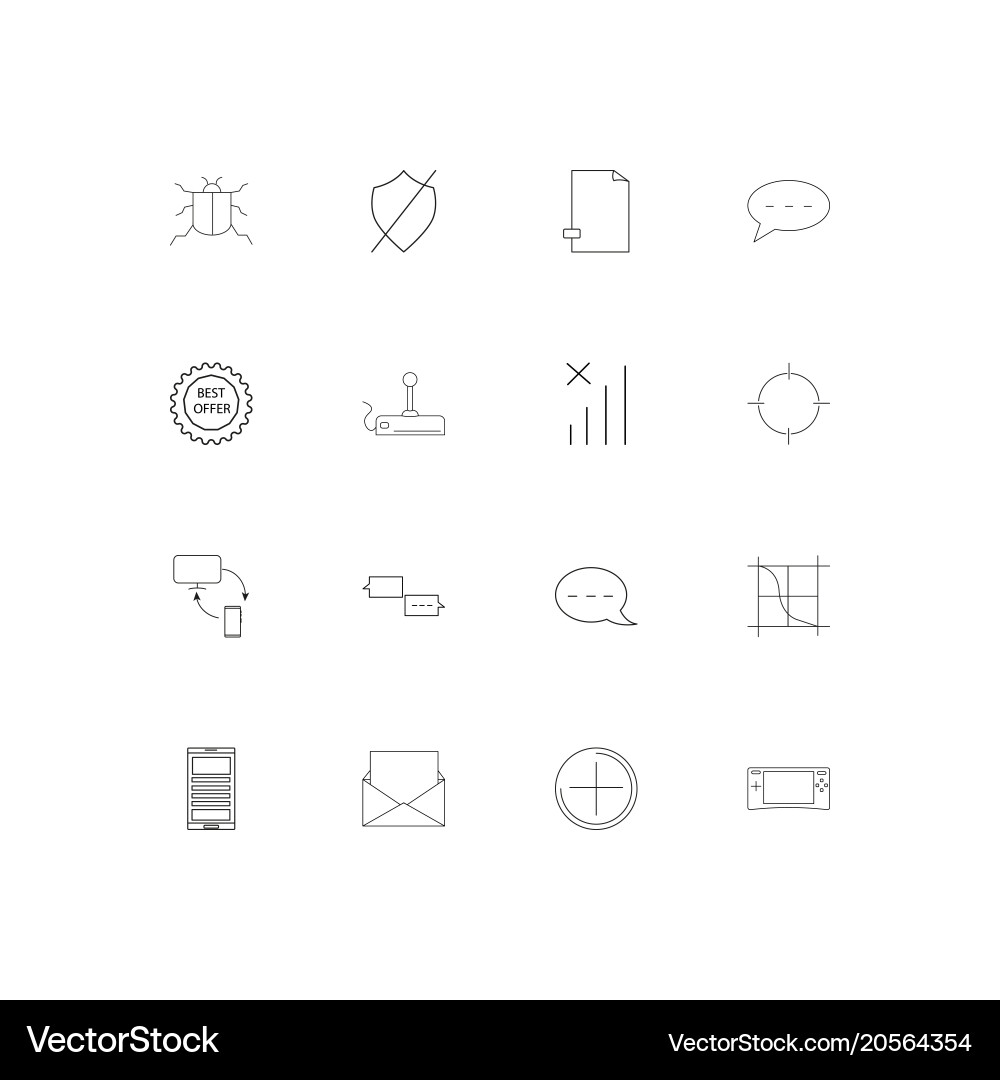 Internet technologies simple linear icons set vector image