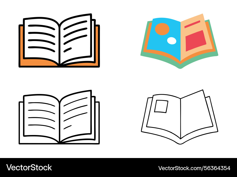 Line art icon set notebook with spiral binding vector image