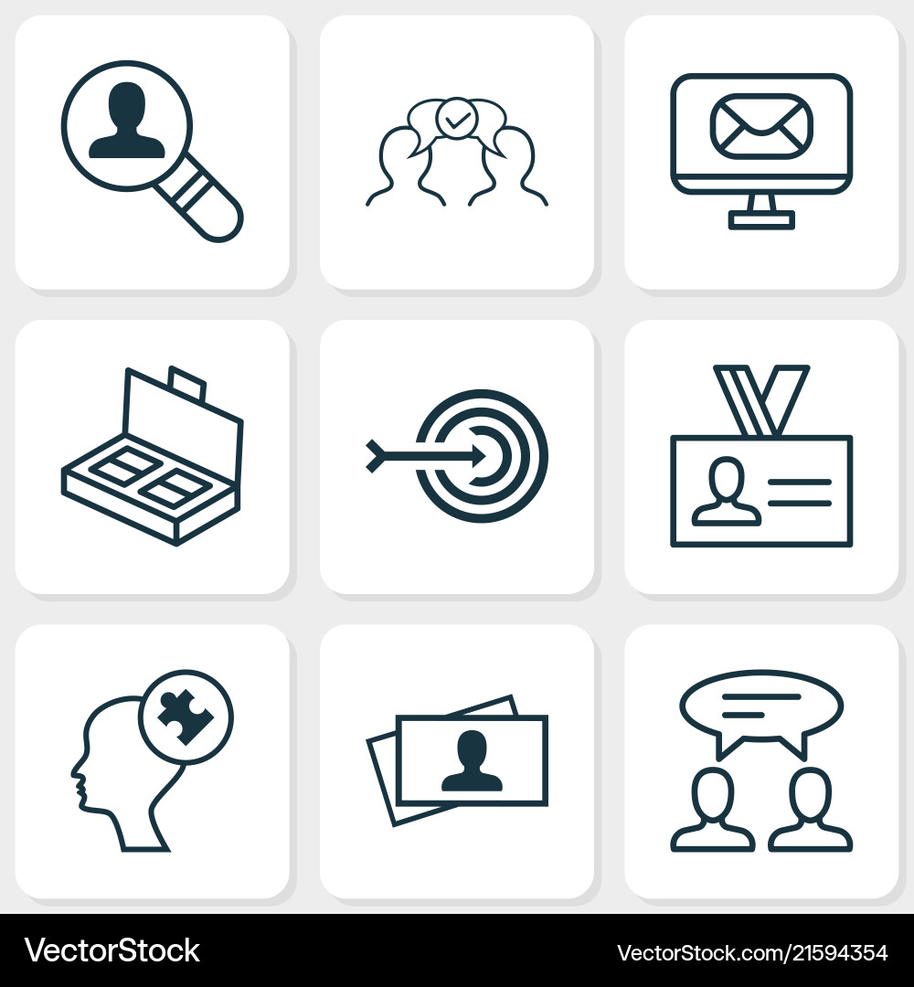 Management icons set with problem solving Vector Image