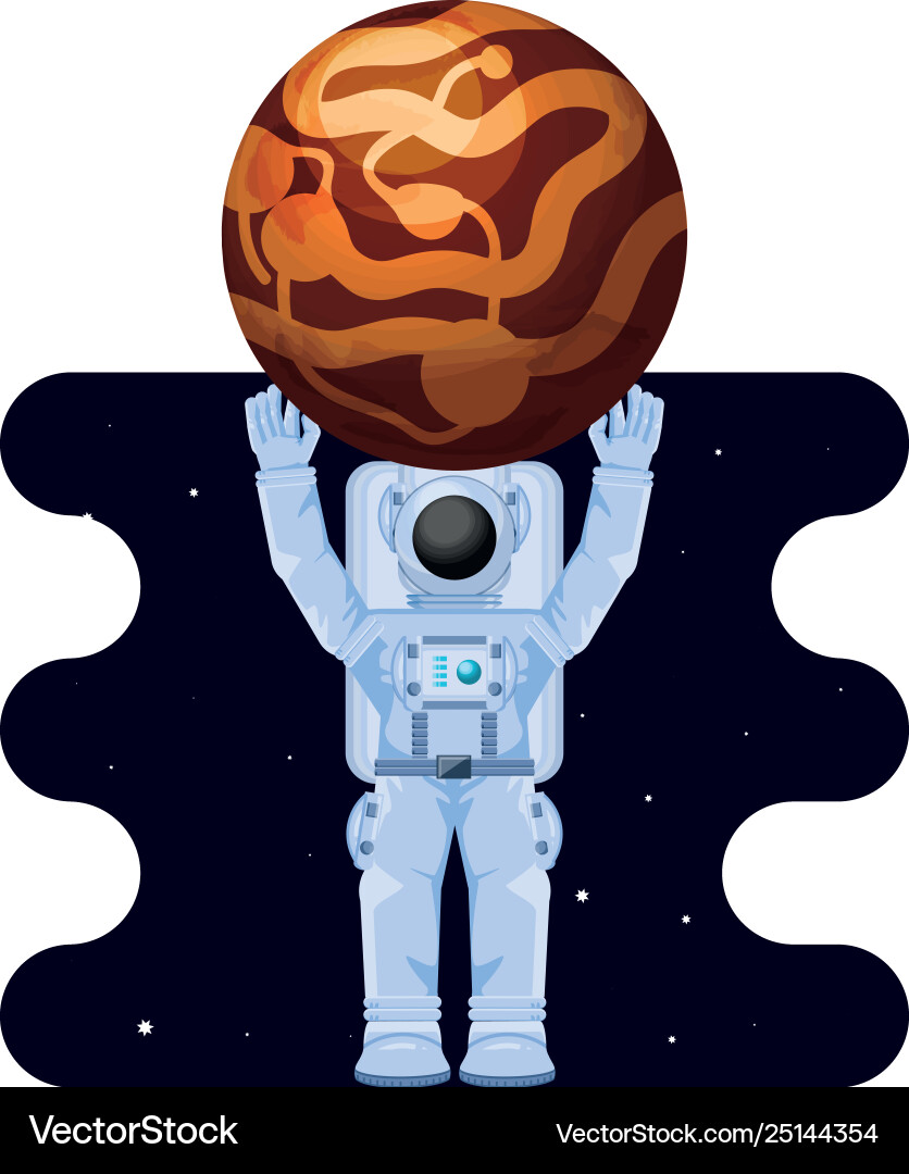Mercury planet with astronaut scene space vector image
