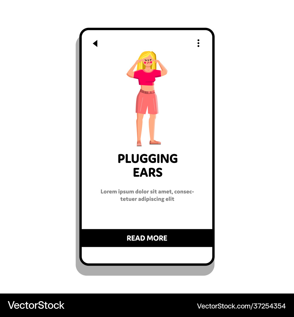 Plugging ears and unlistening young woman Plugging ears and unlistening young woman vector image