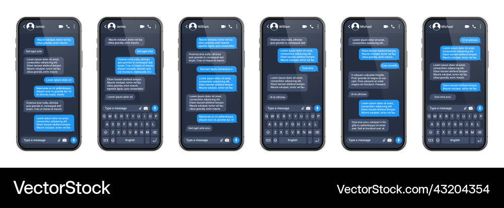 Realistic smartphone with messaging app sms text Realistic smartphone with messaging app sms text vector image