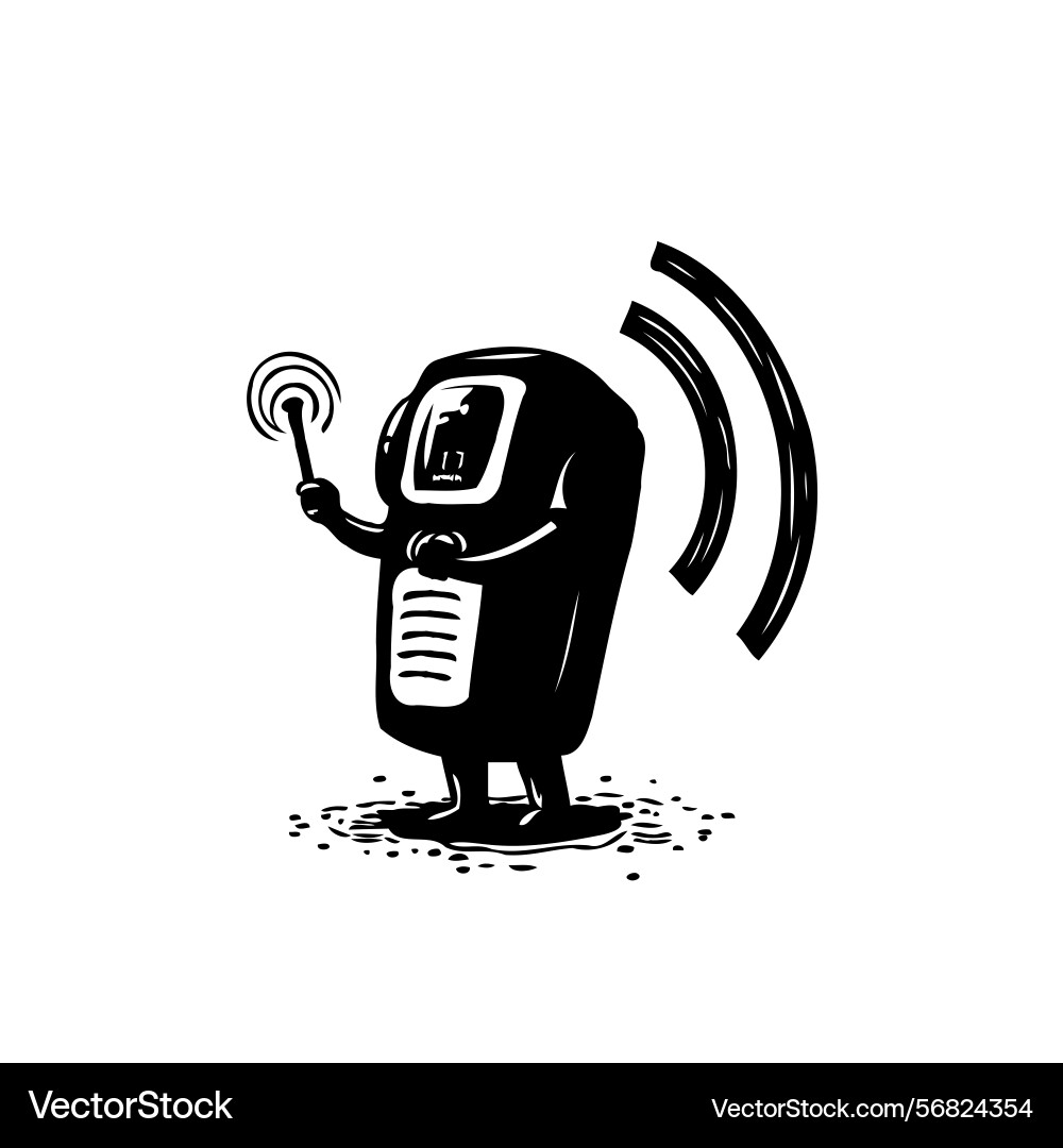 Robotic character broadcasting signals vector image