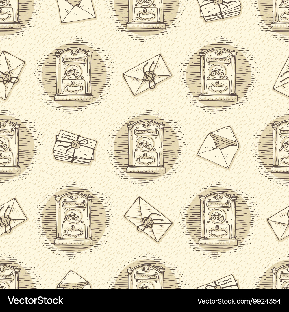Seamless pattern with envelopes letters Vector Image