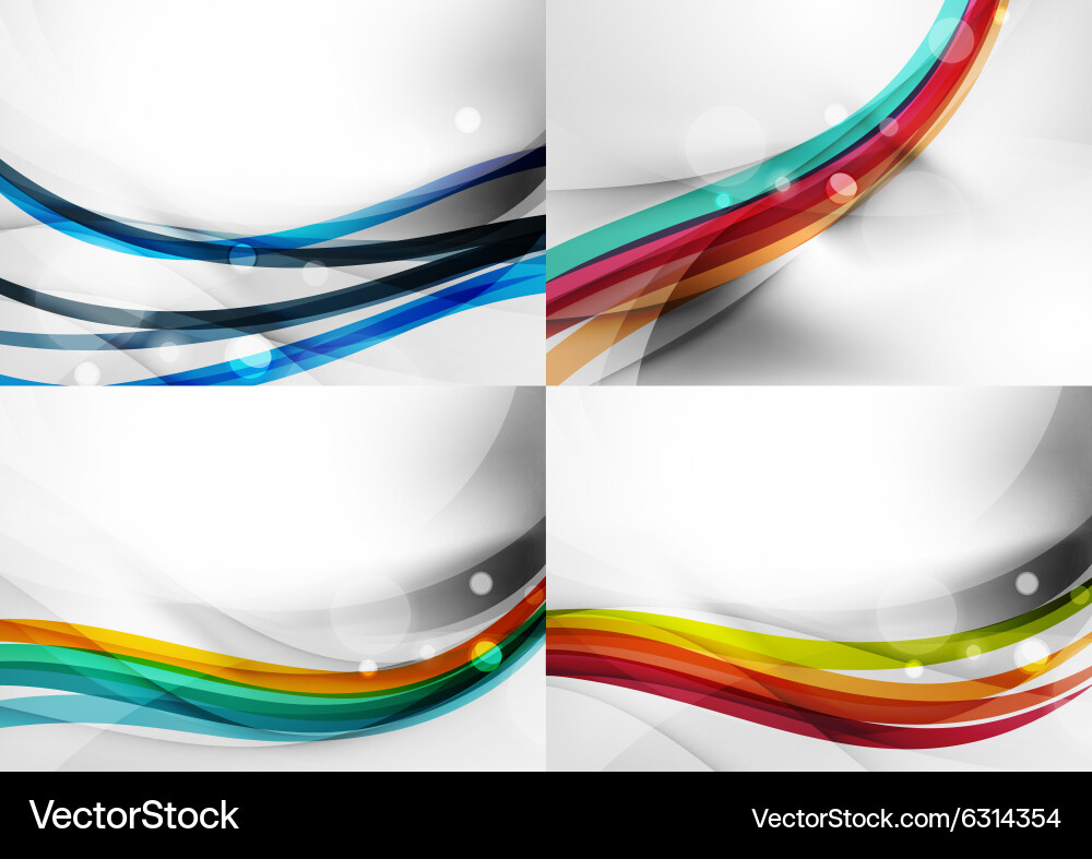 Set abstract backgrounds curve wave lines vector image