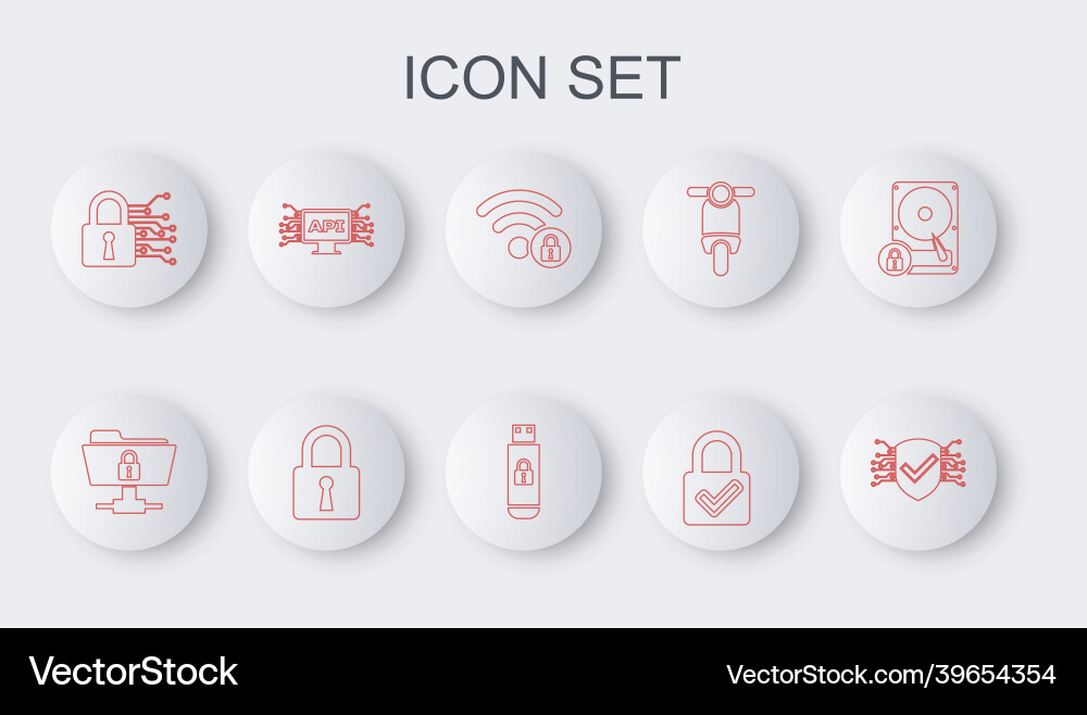 Set line cyber security ftp folder and lock wifi Set line cyber security ftp folder and lock wifi vector image