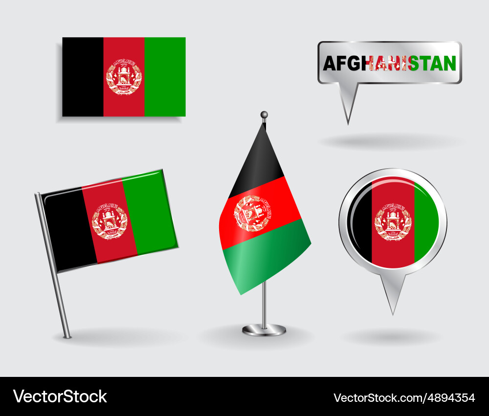 Set of afghanistani pin icon and map pointer vector image