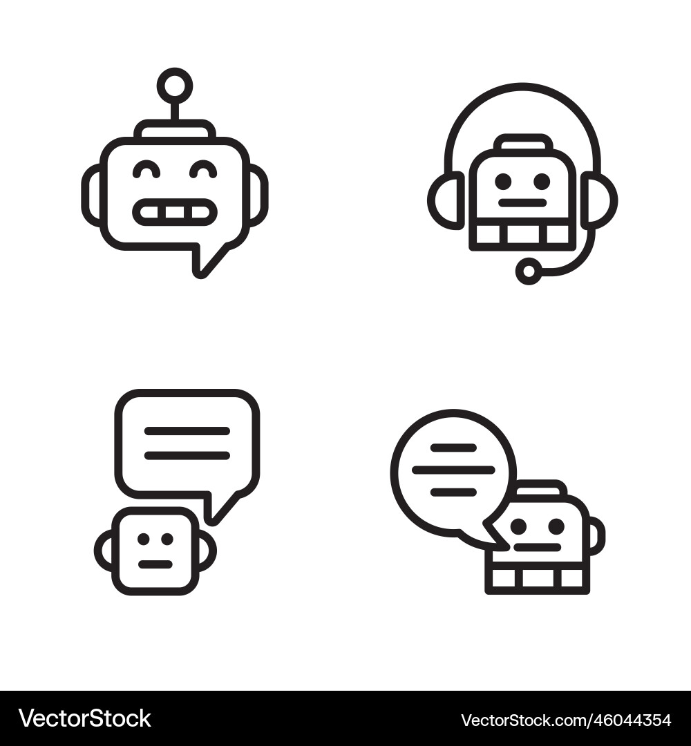 Set of chat bot icons in linear style Set of chat bot icons in linear style vector image