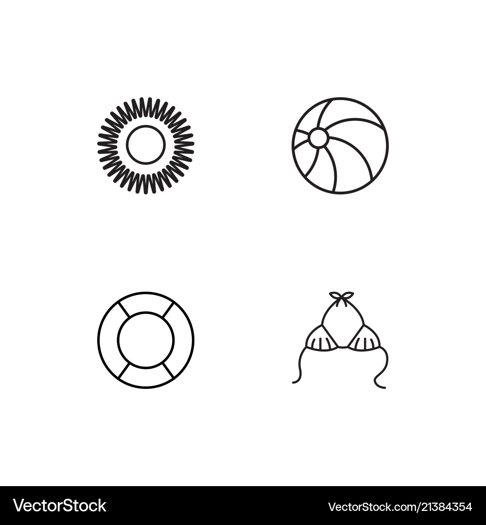 Summer linear icons set simple outline vector image