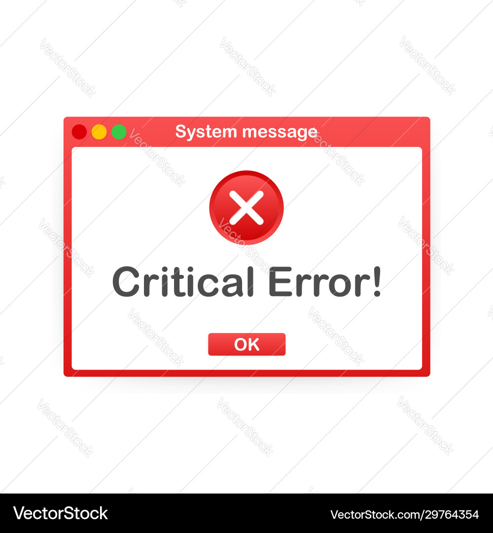 Vintage user interface critical error warning Vintage user interface critical error warning vector image