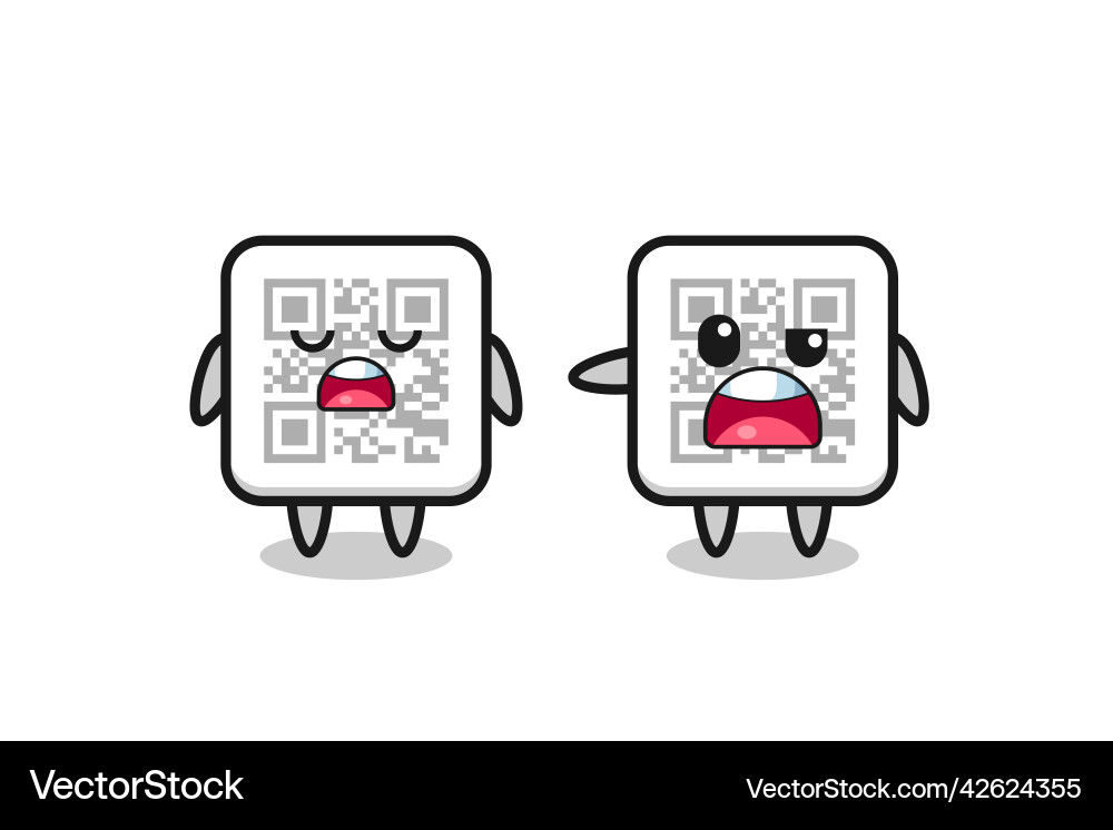 Argue between two cute qr code characters Argue between two cute qr code characters Vector Image