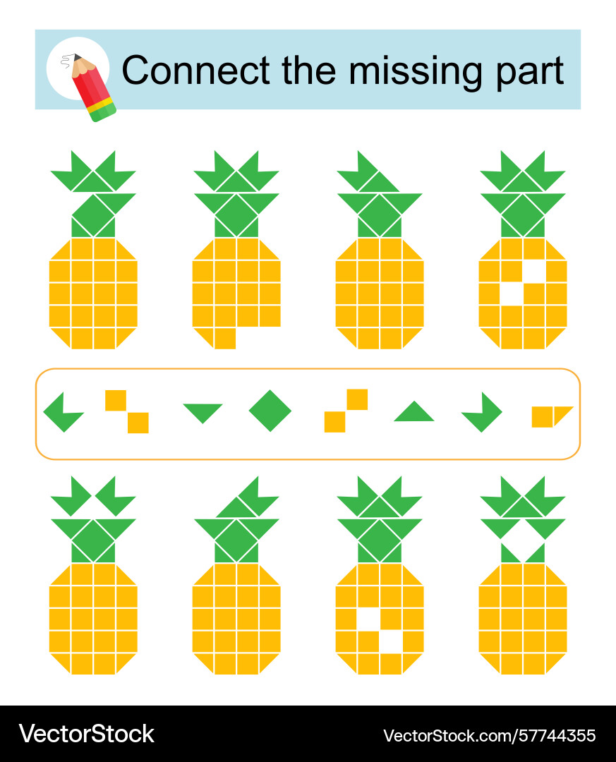 Connect the missing part attention task for kids Connect the missing part attention task for kids vector image