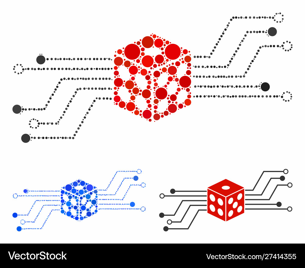 Digital dice circuit composition icon round Vector Image