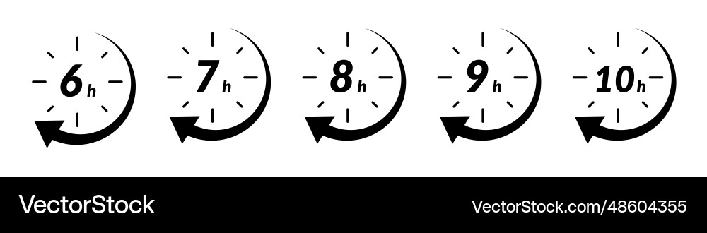 Hour icon with 6 and 7 clock formats for 9h or 8h Vector Image