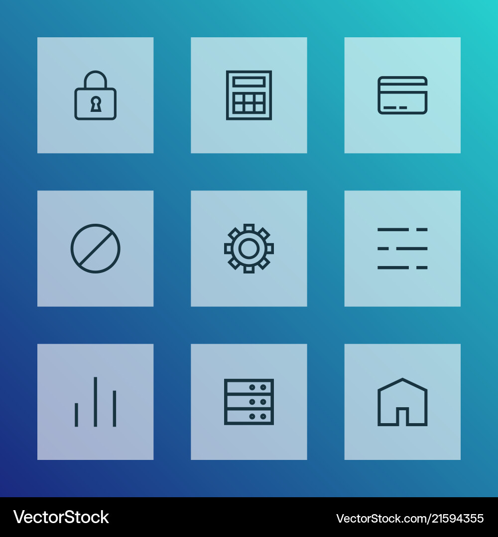 Interface icons line style set with datacenter Interface icons line style set with datacenter vector image