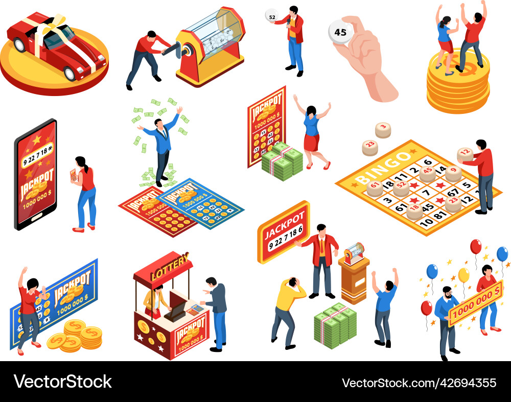 Isometric lottery set vector image