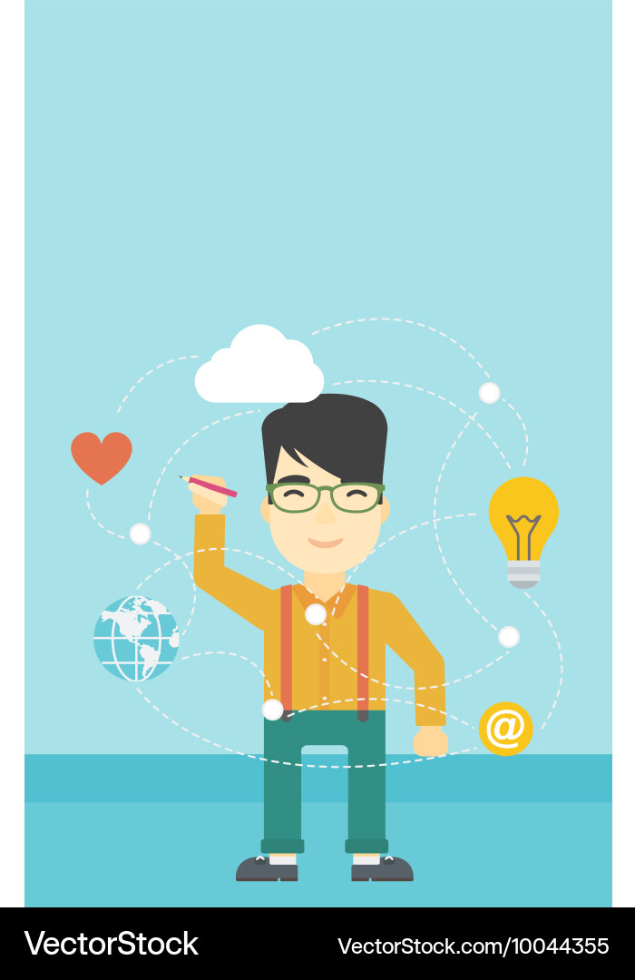 Man writing cloud computing on virtual screen Vector Image