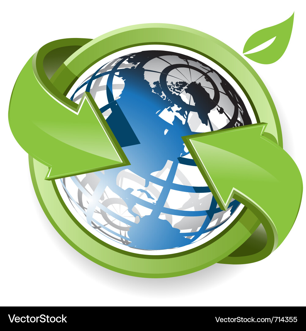 Rotating Globe with Green Arrow vector image