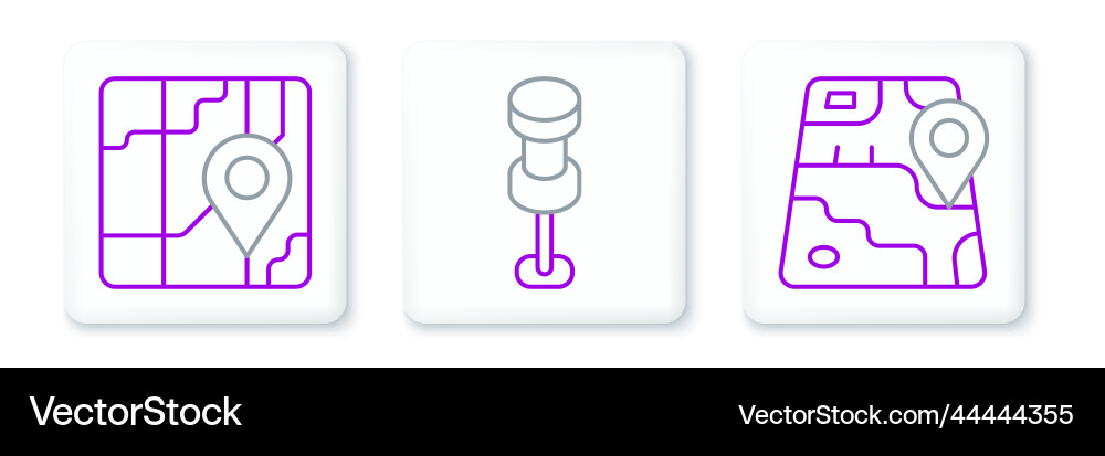 Set line city map navigation and push pin icon Set line city map navigation and push pin icon vector image