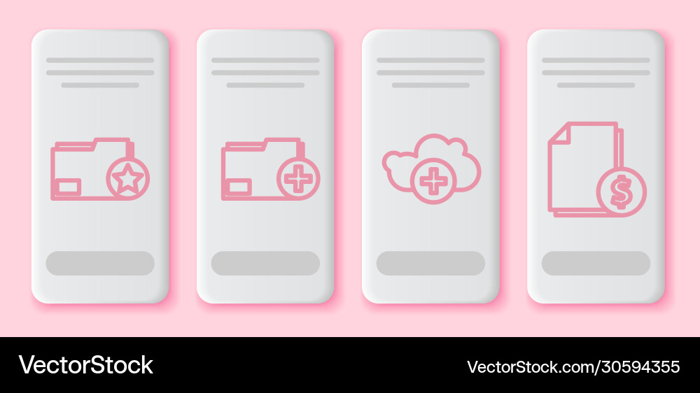 Set line document folder with star add new Set line document folder with star add new vector image