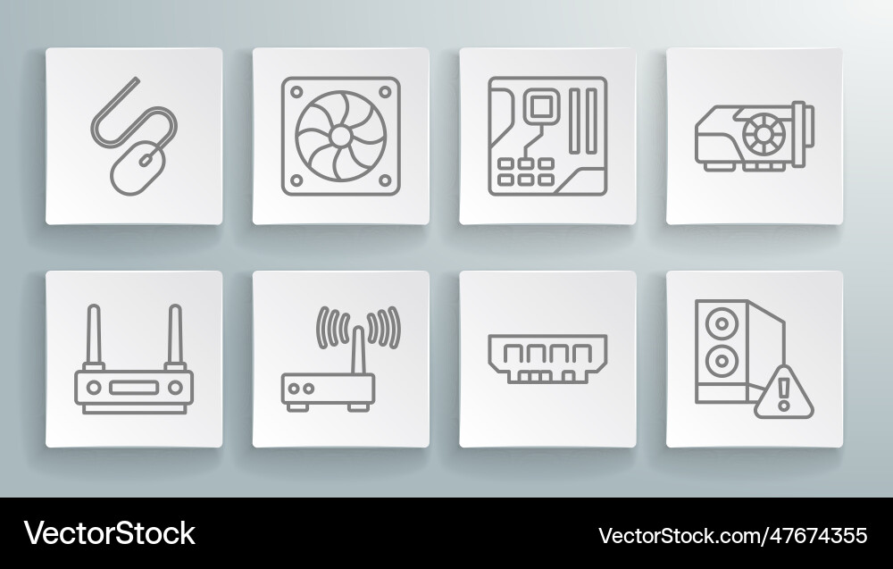 Set line router and wi-fi signal computer cooler Set line router and wi-fi signal computer cooler vector image