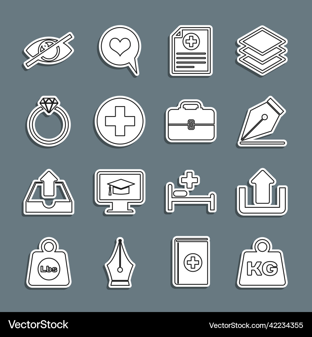 Set line weight upload fountain pen nib Set line weight upload fountain pen nib vector image