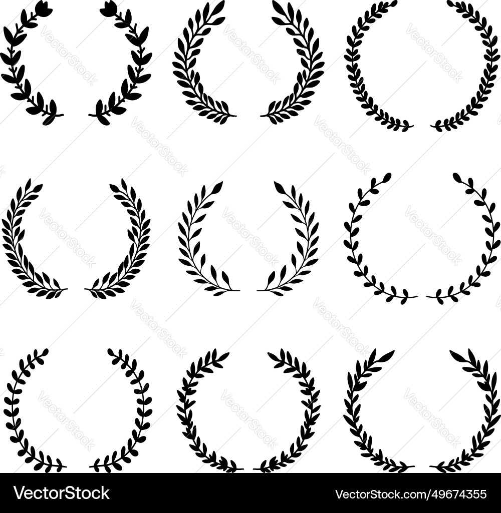 Set of floral wreath in vintage style design Set of floral wreath in vintage style design vector image