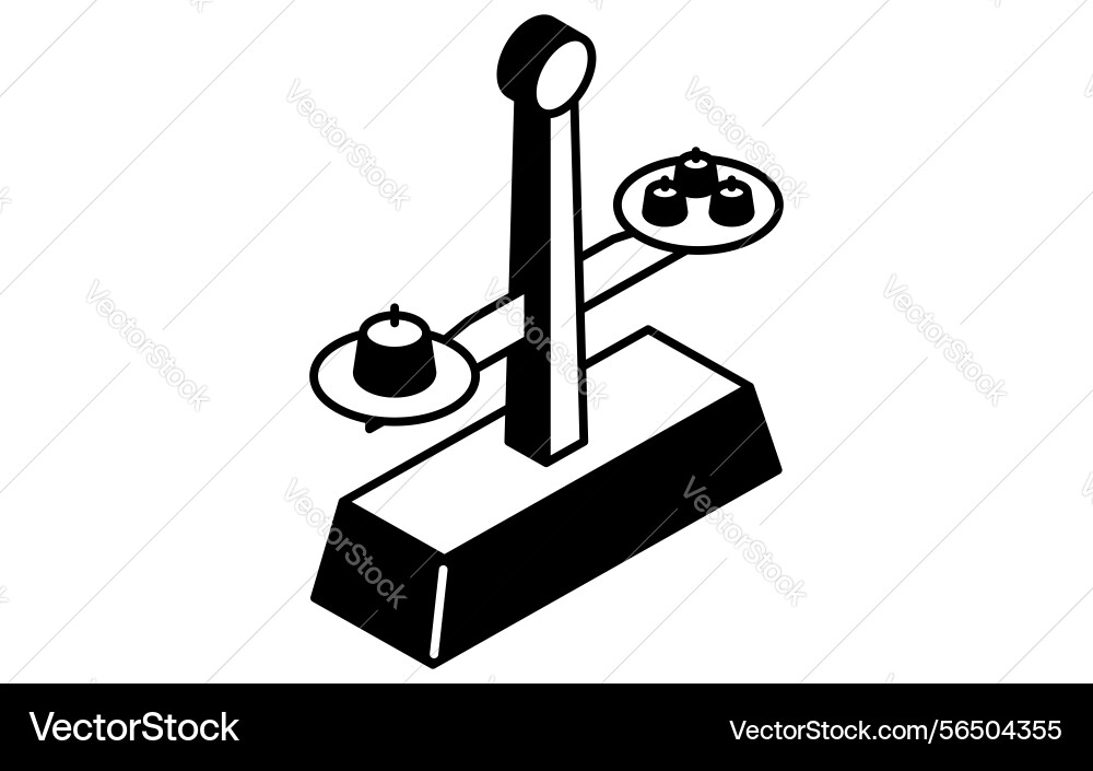 Simple line drawing icon of a scale with weights Simple line drawing icon of a scale with weights vector image