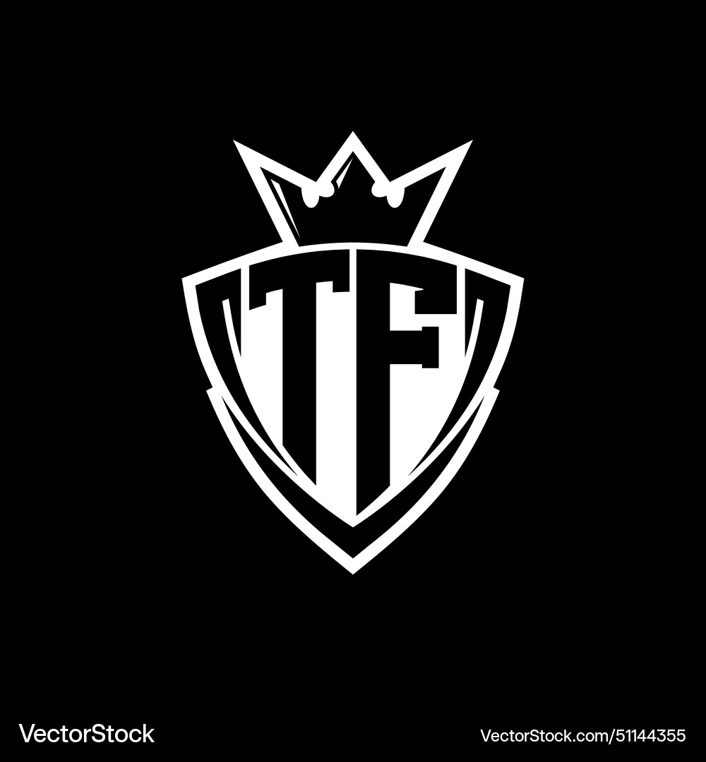 Tf letter logo with sharp triangle shield shape Tf letter logo with sharp triangle shield shape Vector Image