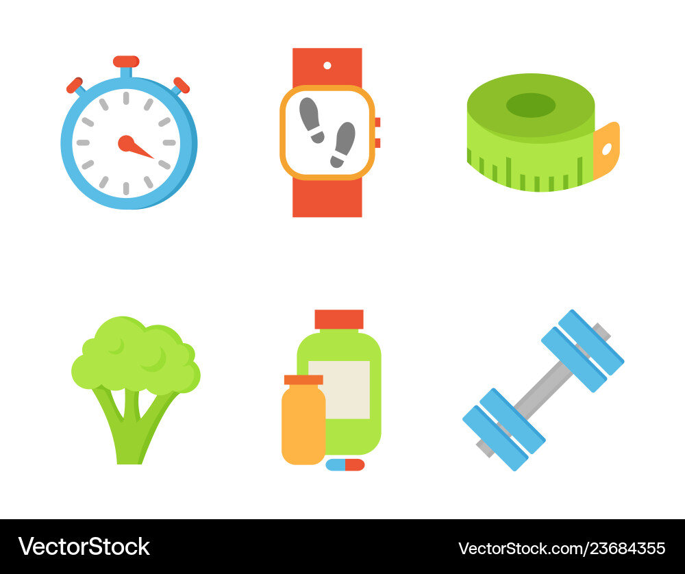 Time timer and broccoli set Time timer and broccoli set vector image