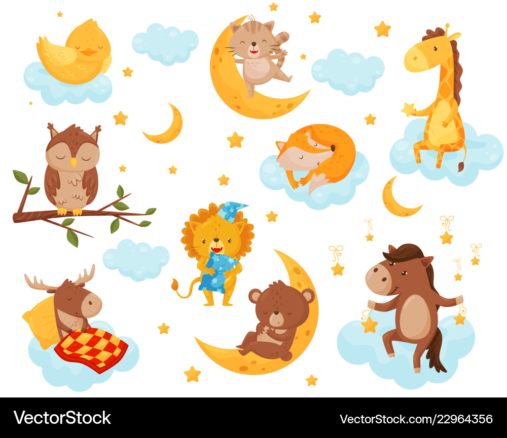 Adorable Sleepy Animals vector image