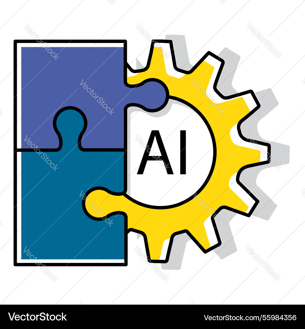 Ai integration and puzzle connection icon design Ai integration and puzzle connection icon design vector image
