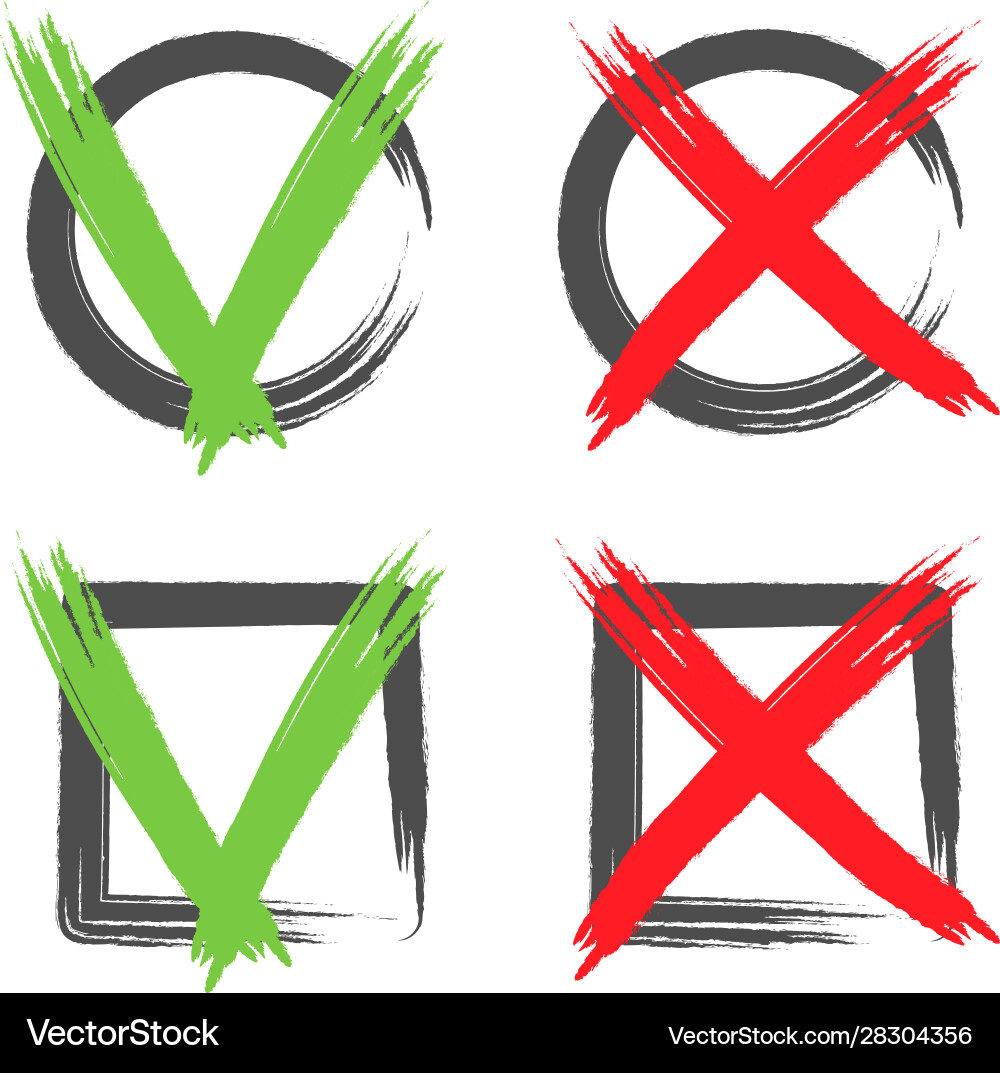 Check mark tick icon shape brush box color Check mark tick icon shape brush box color vector image