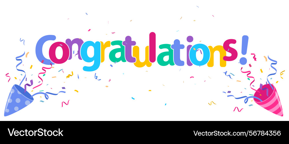 Congratulations banner with colorful confetti Vector Image