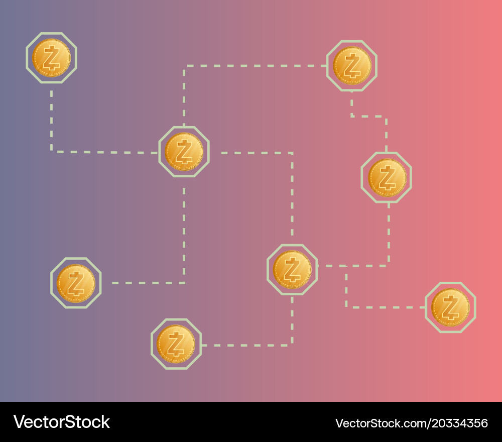 Cryptocurrency zcash networking style background vector image
