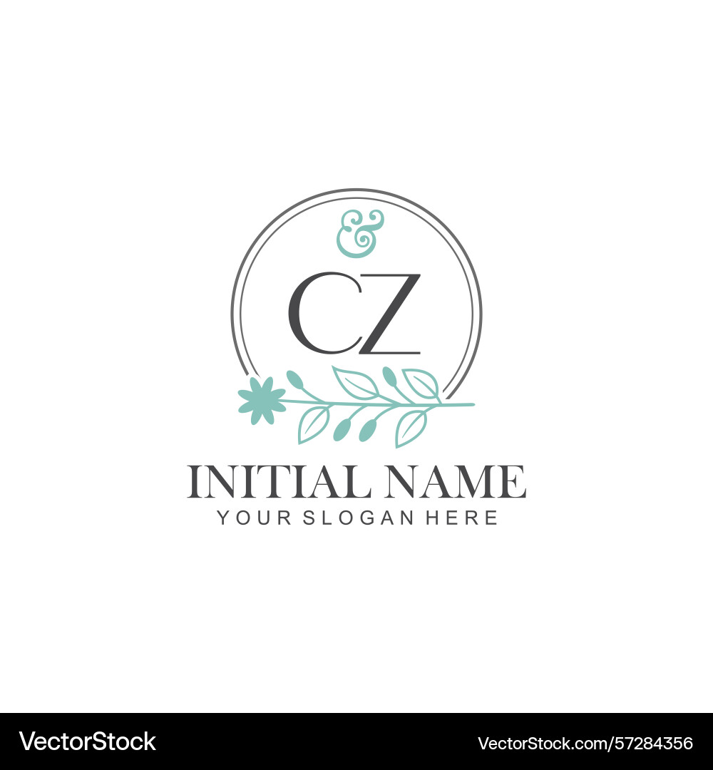 Cz initial logo templates with botanical elements Vector Image