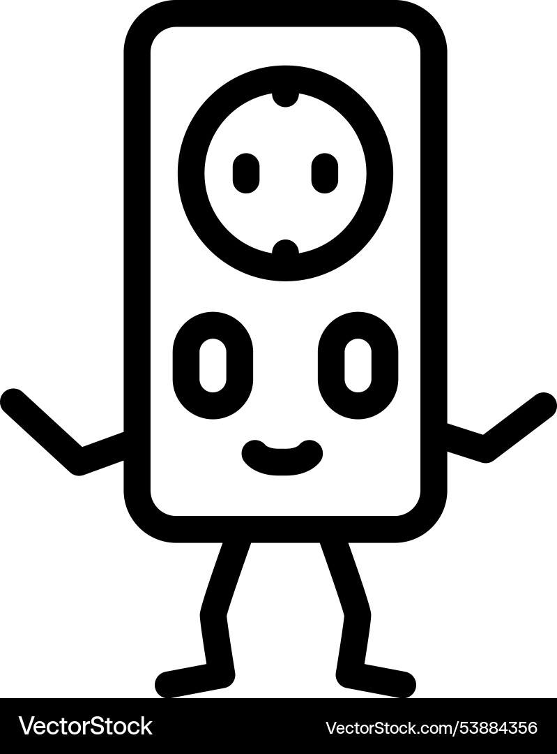 Electrical socket character line icon Vector Image