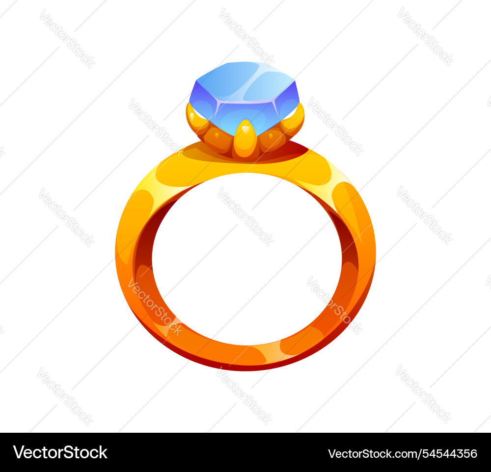 Elegant golden ring with large blue gemstone Elegant golden ring with large blue gemstone vector image